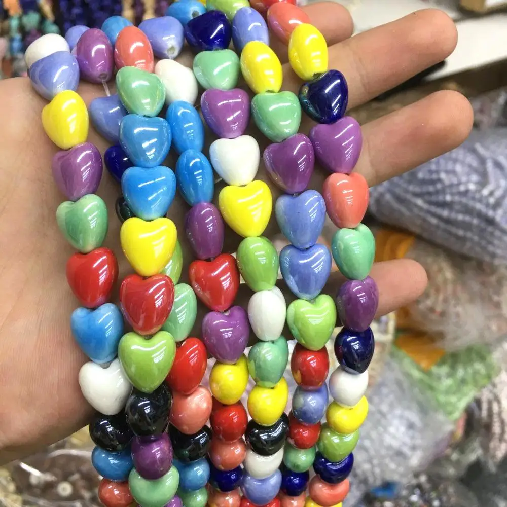 Hurtownia szkła wielokolorowe serce Lampwork szkło luźne koraliki słodkie do tworzenia biżuterii DIY bransoletka naszyjnik Craft Accessroeis