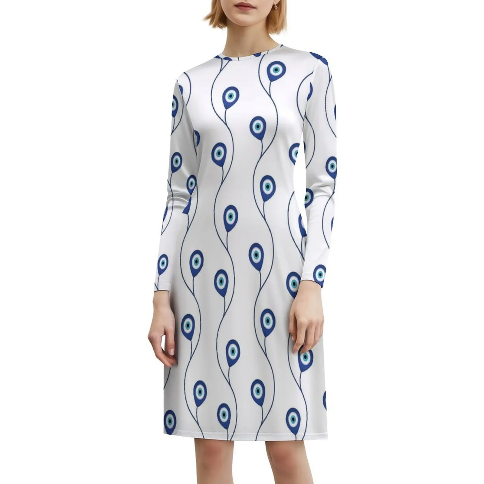 Nazar Pattern-Turkish Eye Charm #1 Bohemian Sleeveless Dress For Women Print Beach Party Dresses Nazar Nazar Charm Nazar Eye