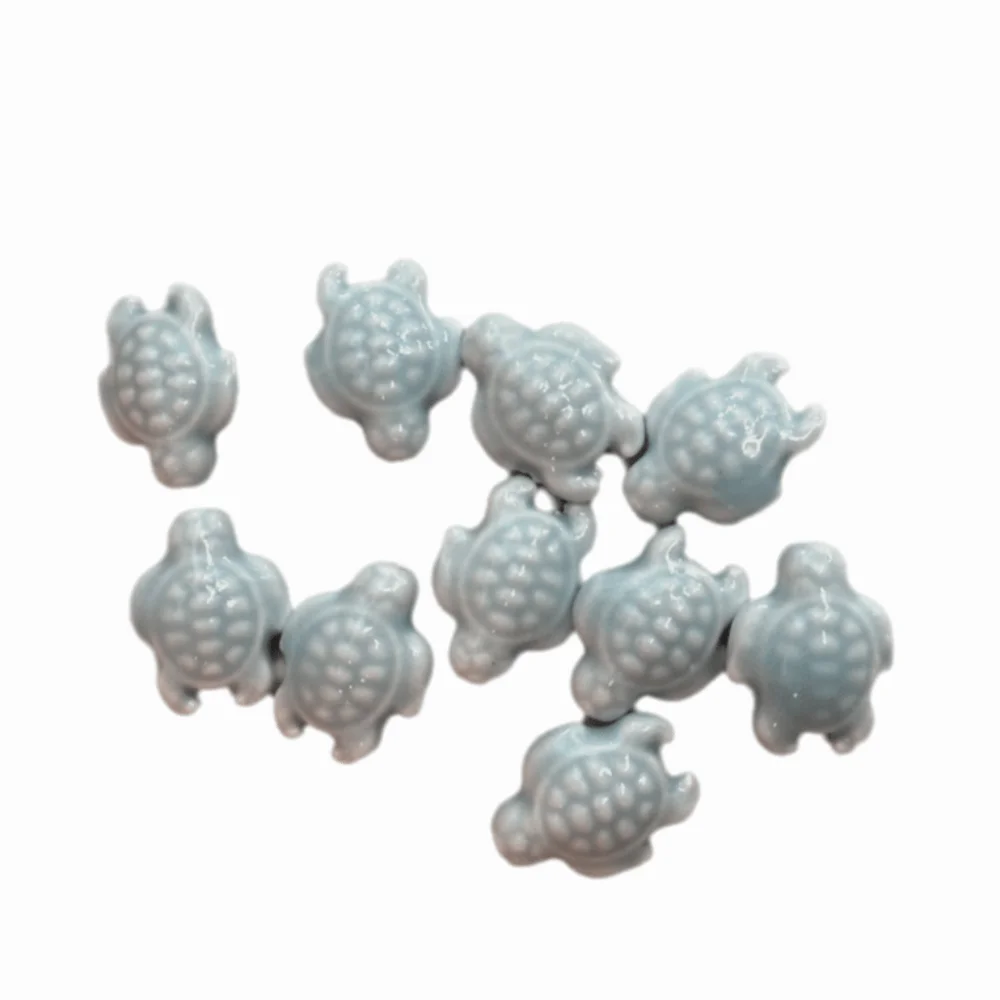 10pcs Handmade Craft Sea Turtle Bead Ceramic Fresh Color Ceramic Spacer Loose Beads Necklace Earrings Fashion