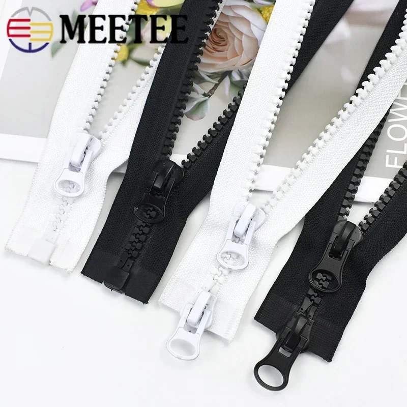 70-200cm Meetee 8# Resin Zippers Open-end Long Zipper for Jackets Coat Bags Tent Zip Repair Kit DIY Tailor Sewing Accessories