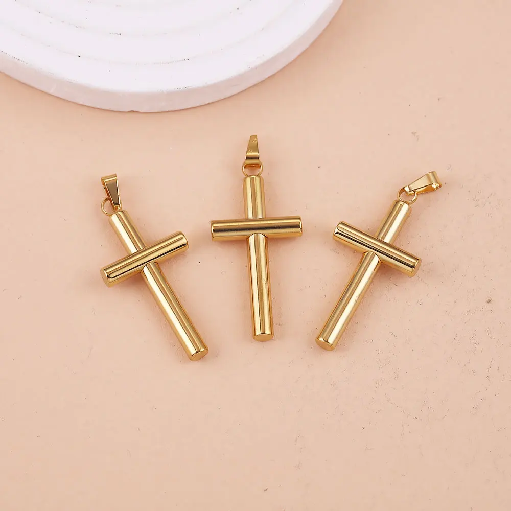 3pcs Cross Charms for Jewelry Making Supplies Stainless Steel Pendants 3 size DIY Hip Hop Necklace Cross Pendant Punk Style