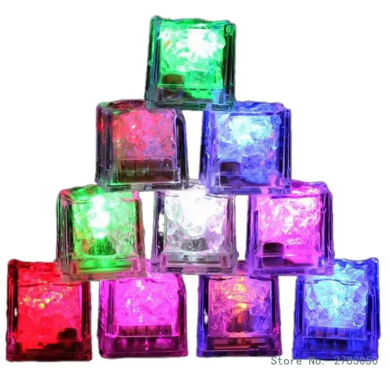 Impermeável LED Ice Cube para Bebidas, Água Ativada Decoração De Vinho, Unique Luminous Ice Tray, Térmicas, Conjunto de 12