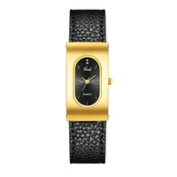 Fashion Gedi Top Brand Quartz Luxury Clock Rectangle Square Dial Orologio Black Brown Leather Strap Vintage Reloj Ladies Watches