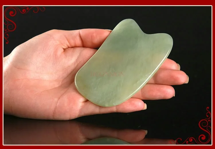 Jade Gua Sha Scraping Massage Tool, Premium Nepherite Jade Stone, Hand Made Great Guasha Tool for ASTYM,Myofascial Release | Hel