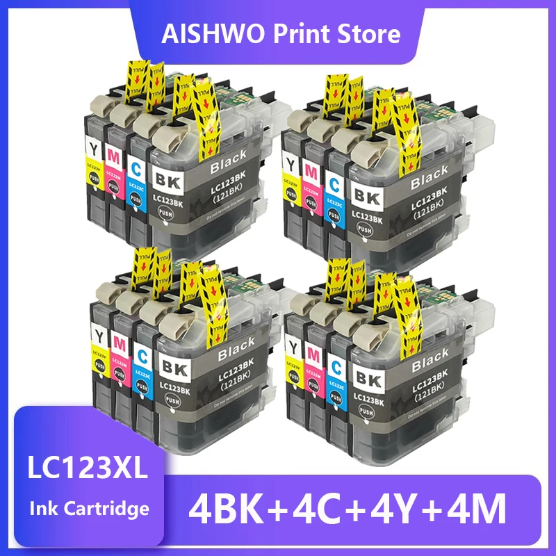 

16PK для Brother LC123 картридж совместимый для MFC-J4510DW MFC-J4610DW картридж с чернилами для принтера LC121 MFC-J4410DW MFC-J4710DW