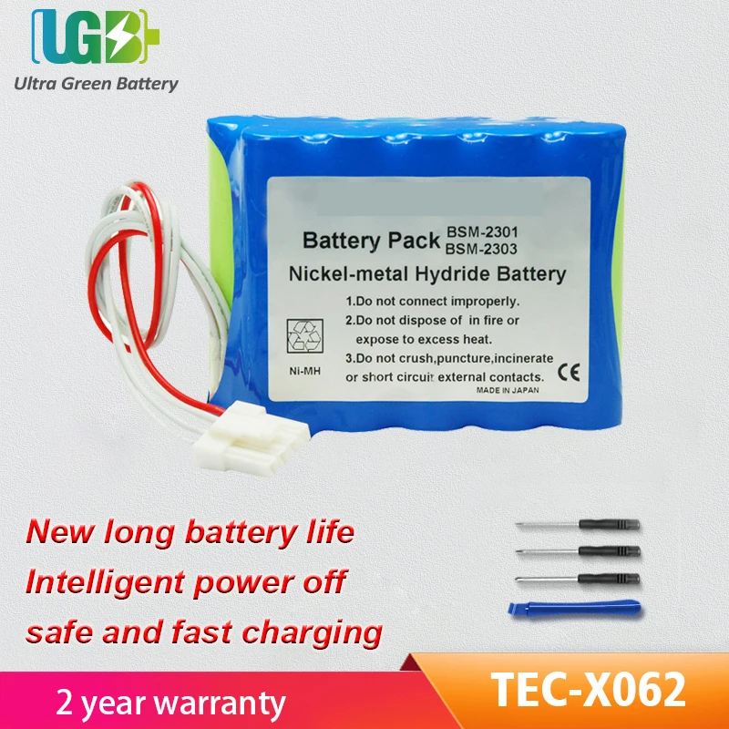 

UGB New TEC-X062 Battery For Nihon Kohden TEC-X062 BSM-1100 TEC-8200 BSM-73 BSM-2300 Battery