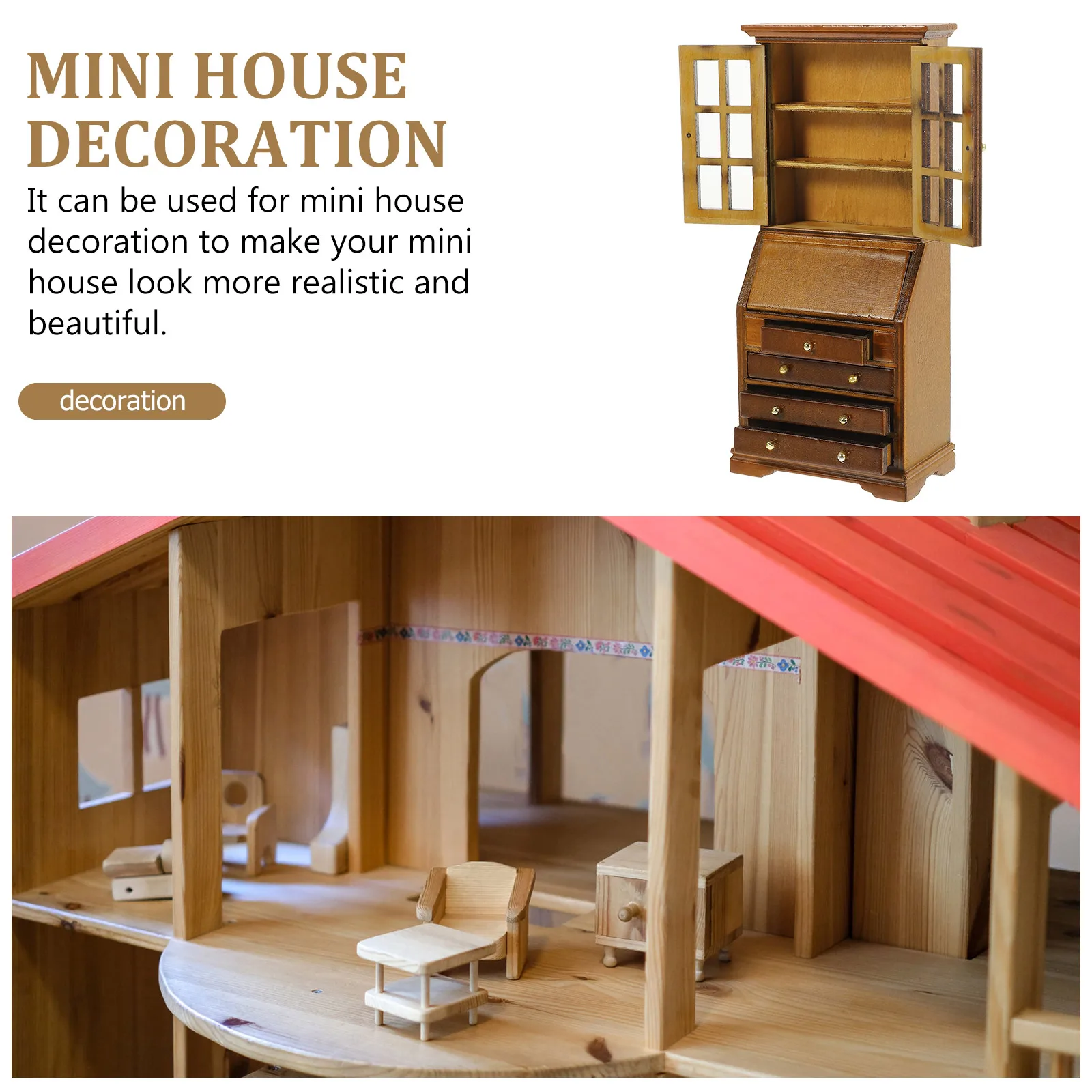 Mini armoire Miniature en bois, ornement pour maison de poupée, artisanat, décoration de cuisine, échelle 1/12, jeu de simulation, photographie