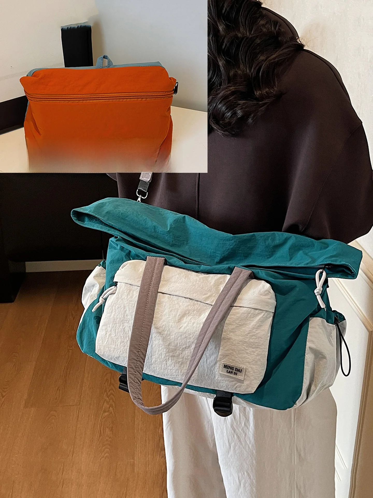 women's-short-trip-lightweight-portable-large-capacity-handbag-shoulder-bag-crossbody-bag-travel-bag-nylon-material-no-zipper