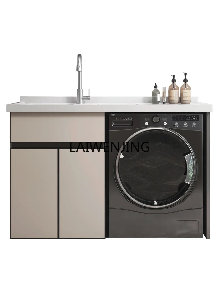 

SGF space aluminum balcony washing machine cabinet combination custom laundry table pool basin with rubbing board