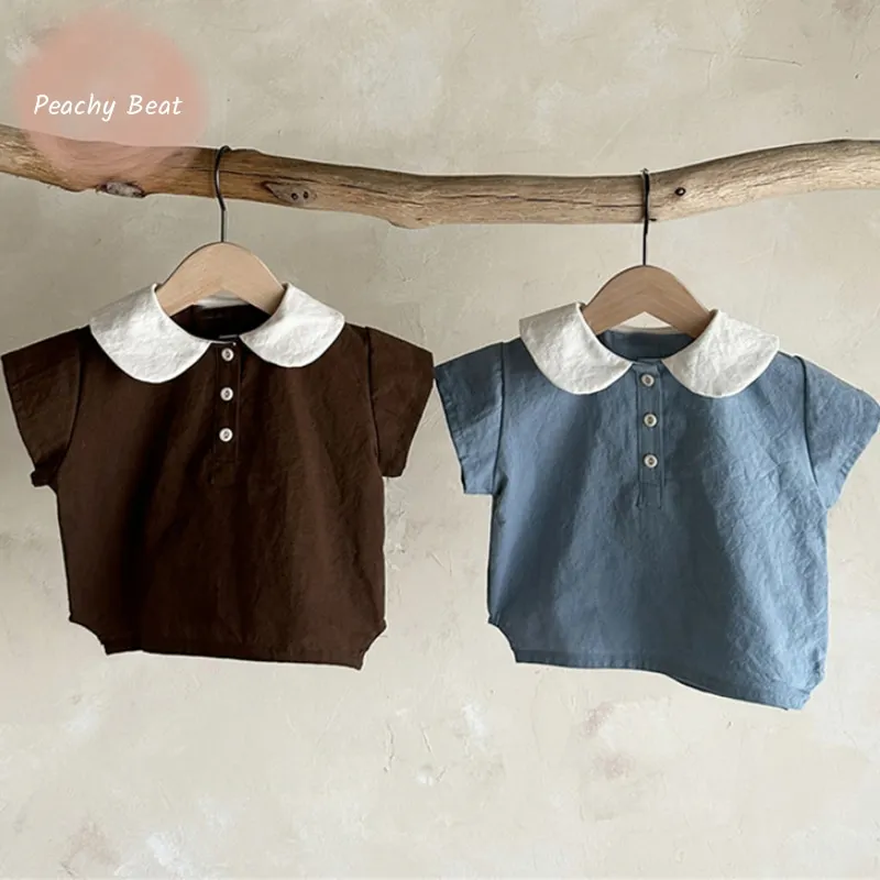 

Newborn Baby Boy Cotton Clothes Set Shirt+Shorts 2PCS Infant Toddler Child Fashion Soild Pajamas Suit Outwear Baby Clothes 0-5Y