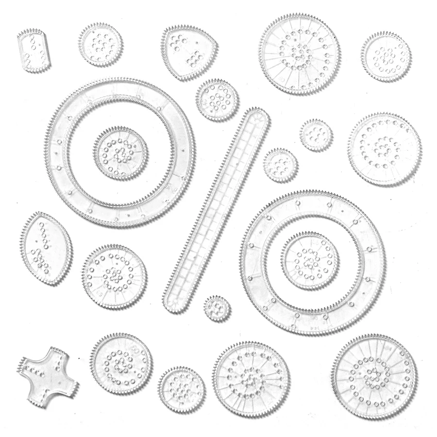 22pcs/set Multi Shaped Geometric Pattern Quick Drawing Ruler Convenient Rotating Drawing Ruler Handmade DIY Art Painting Tools