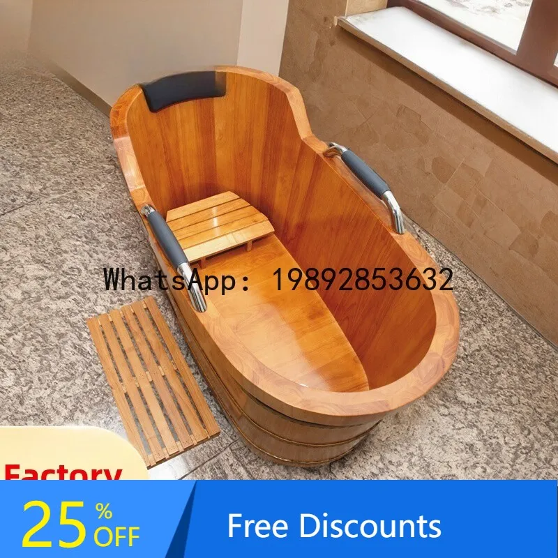 

CZ Thickened Oak Bath Bucket Beauty Salon Bath Bucket Home Adult Wooden Bathtub