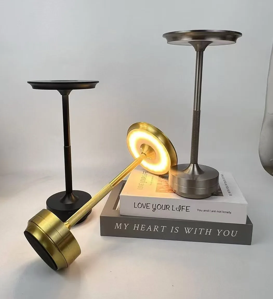 USB Rechargeable Cordless Desk Lamp with 3 Color Modes & Brightness Adjustment Touch Sensor Battery Powered Light round Shade