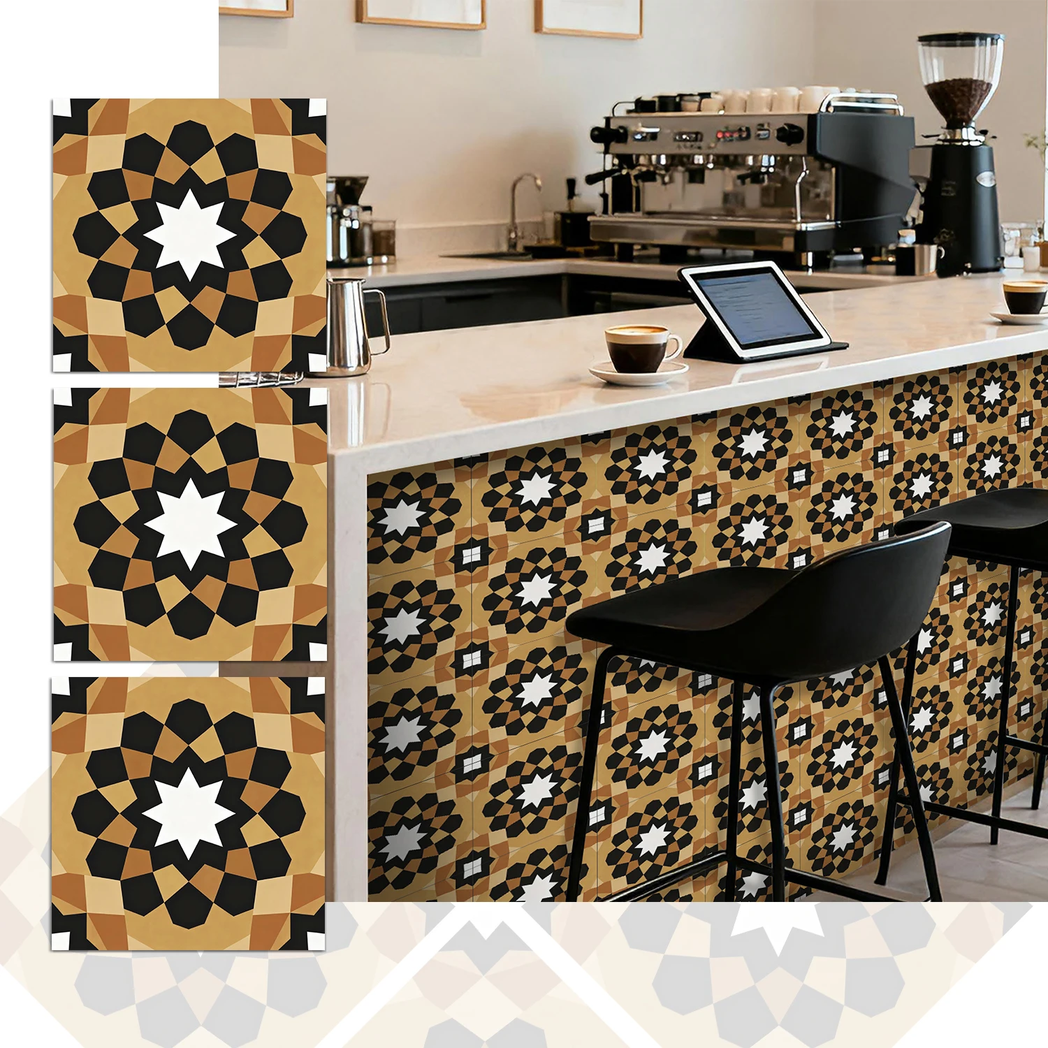 

Moroccan style matte waterproof removable wall sticker, suitable for kitchen and bathroom flooring 10/15/20cm