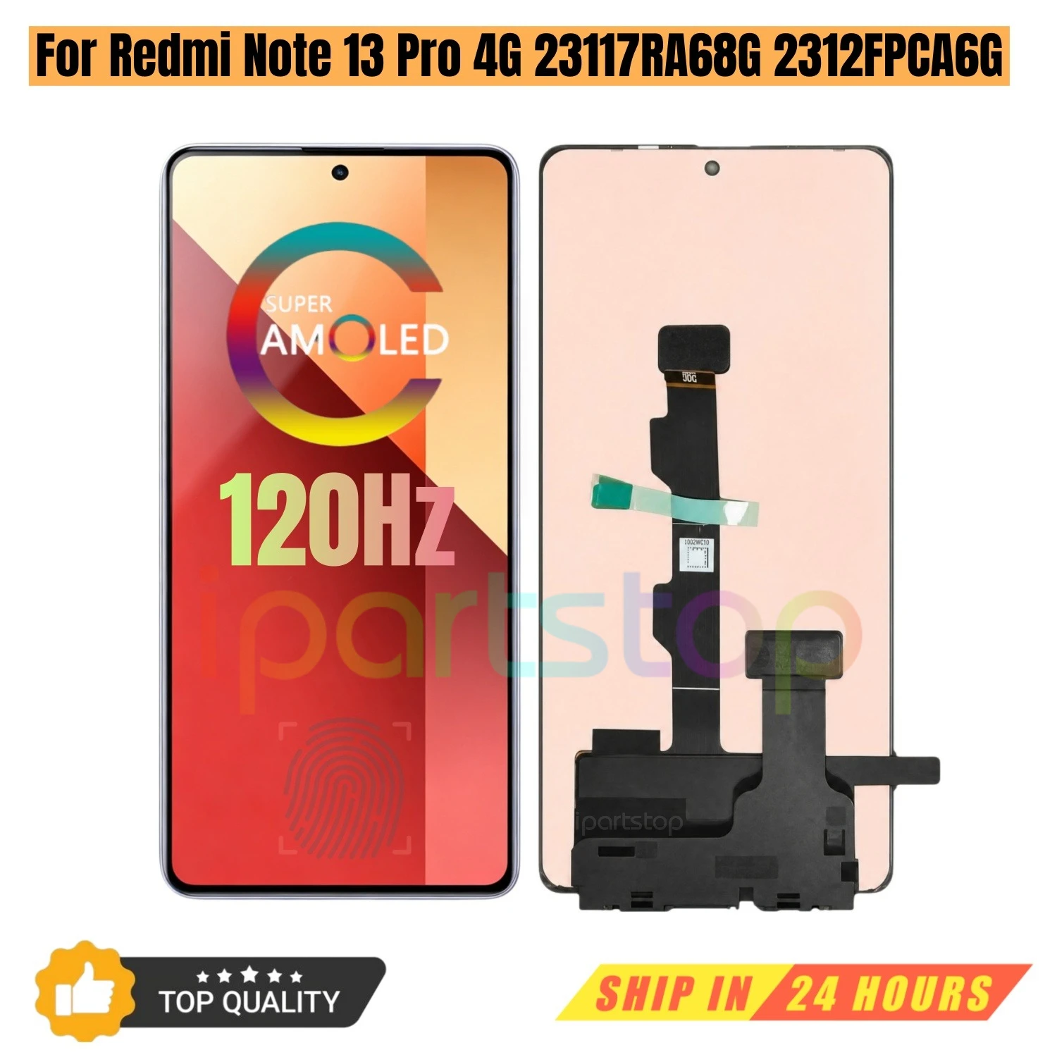 iParts Replacement New Display for Xiaomi Redmi Note 13 Pro 4G 23117RA68G 2312FPCA6G AMOLED Touch Screen with Frame Assembly OEM