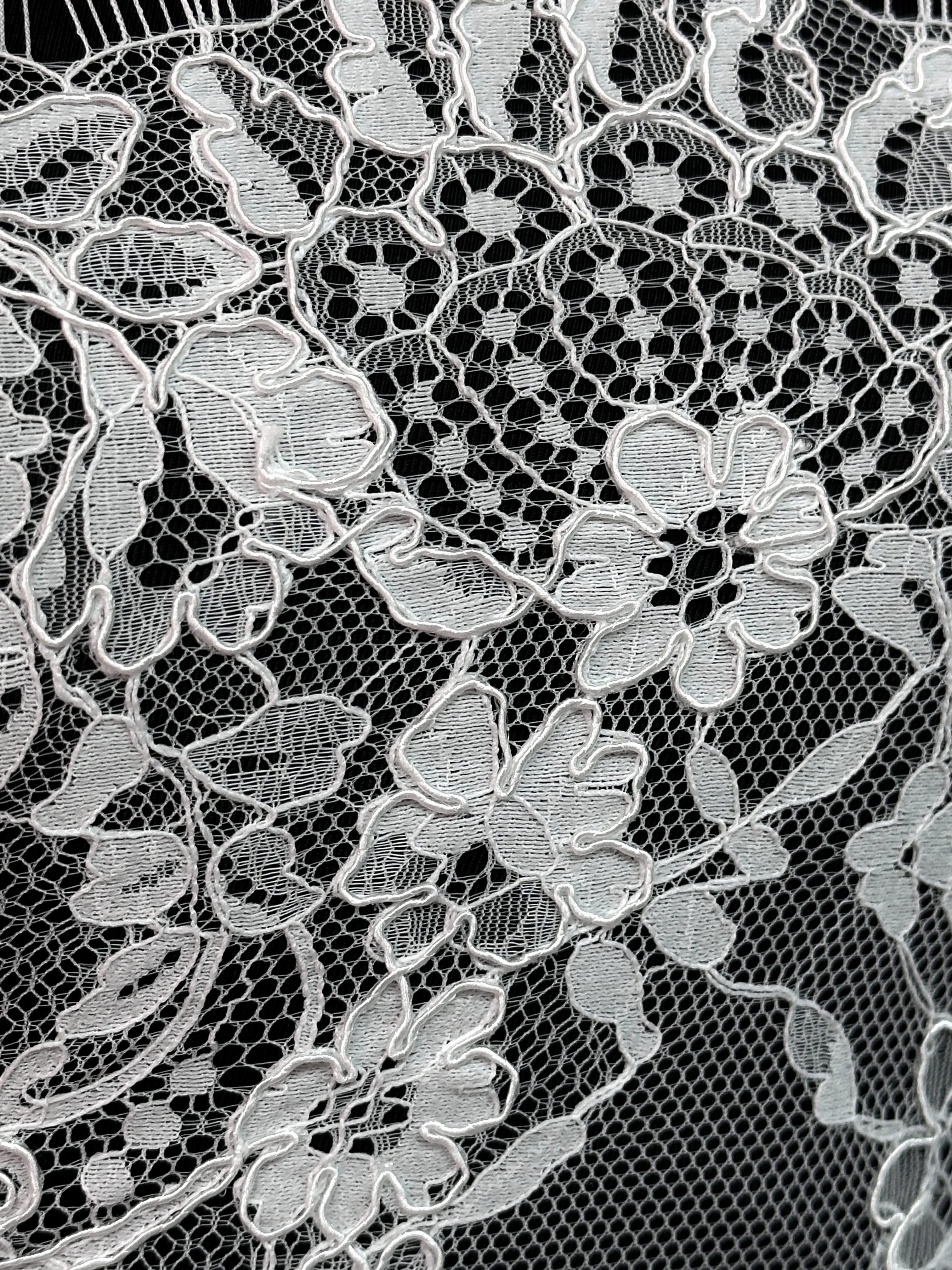 3.3Yards Bridal Lace White Color European Wedding Dress Florals Eyelash French Chantilly Lace Cord Lace Fabric