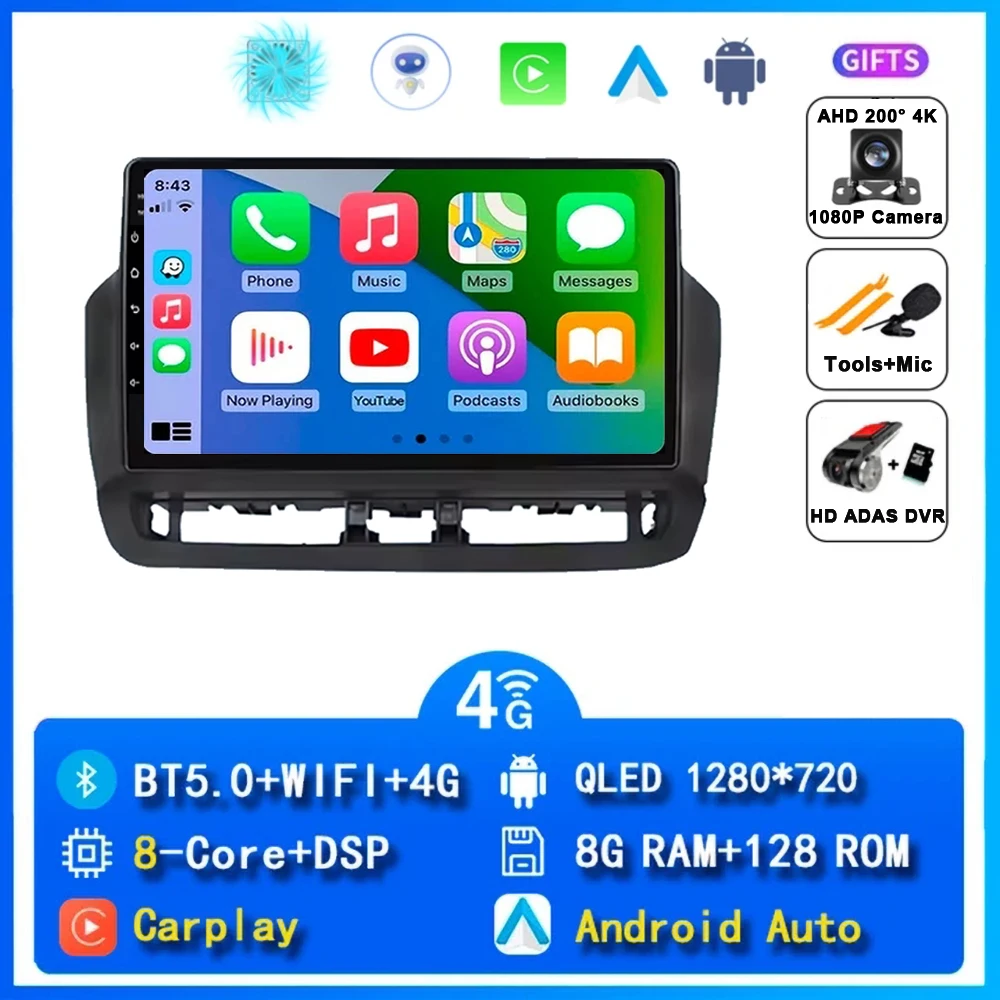Autoradio voor Seat Ibiza 2012 - 2015 QLED Android 15 Multimedia Videospeler GPS 4G WIFI CarPlay Auto Wireless Stereo Geen 2Din