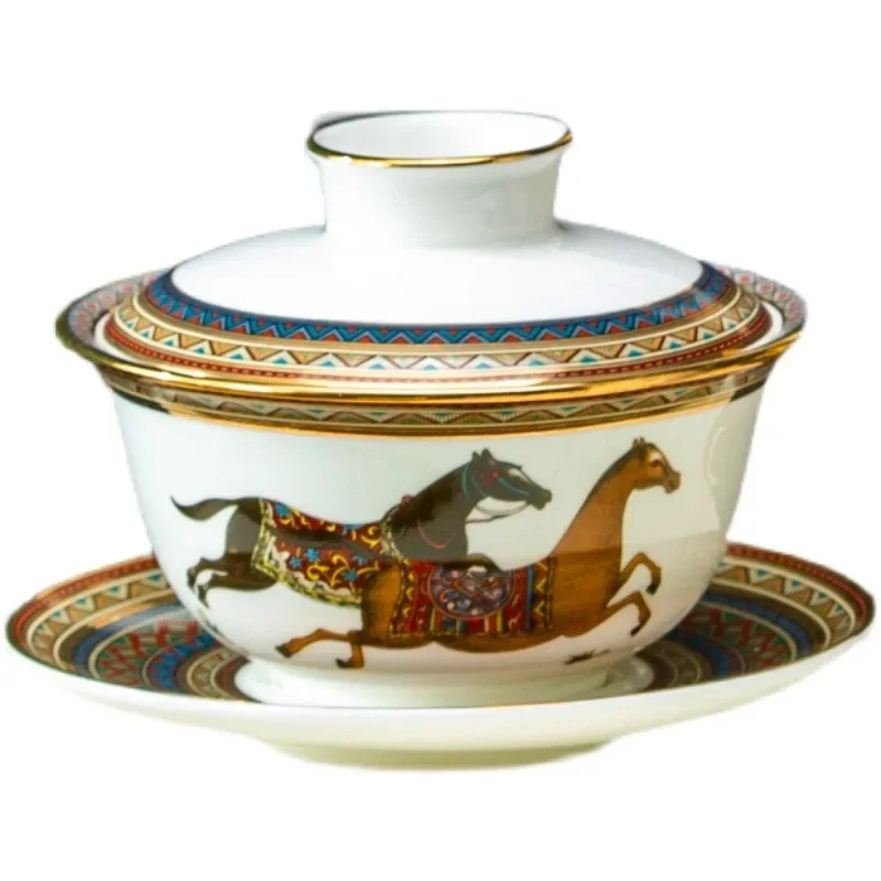 tableware set, dish set, household living room ceramic cover bowl, cup, bone china kung fu, tea set gift box.