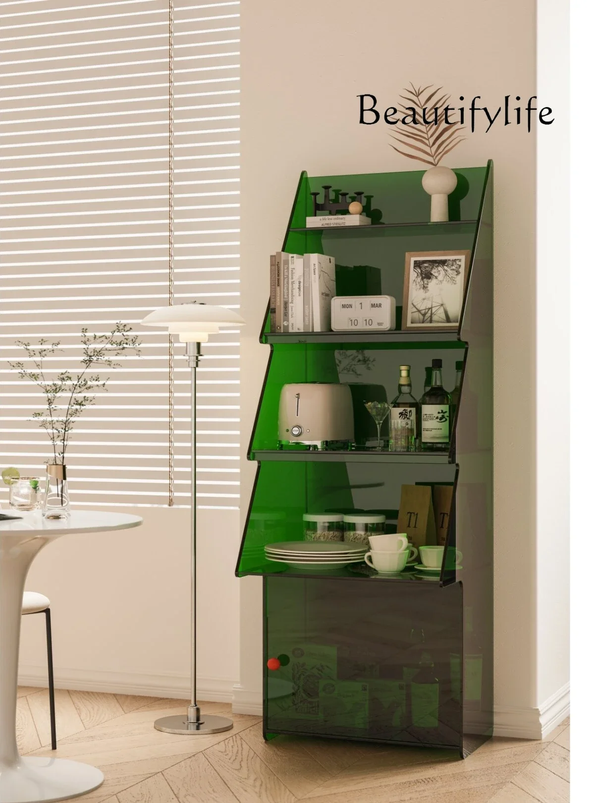 Acrylic Home Storage Rack Dining Room Side Cabinet Bedroom Bookshelf Floor Multi-Layer Storage Cabinet