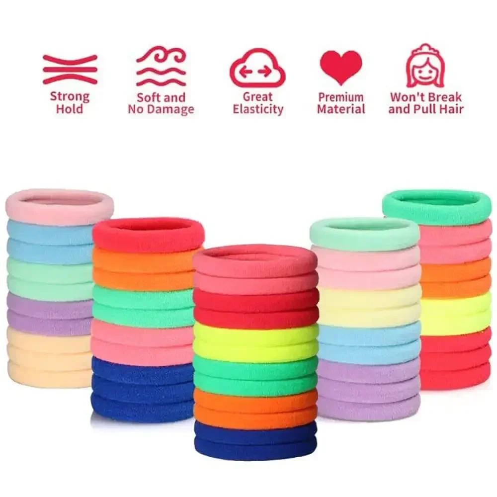 Colorful Thicken Basic Nylon Ealstic Hair Ties for Girls Ponytail Hold Scrunchie Rubber Band Kid Fashion Baby Hair Accessories