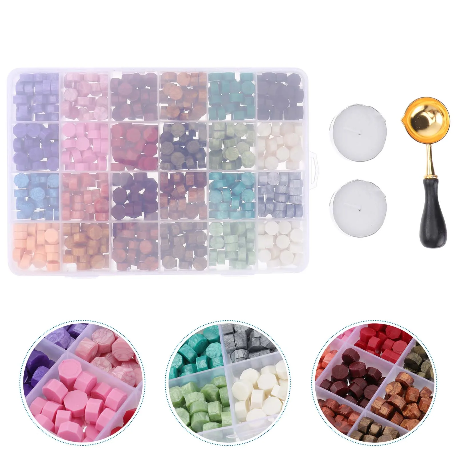 

600pcs Sealing 24 Colors Retro Kit Spoon C les Craft Project Invitations Wax Spoon Suit Sealing Wax Tablet Seal Beads