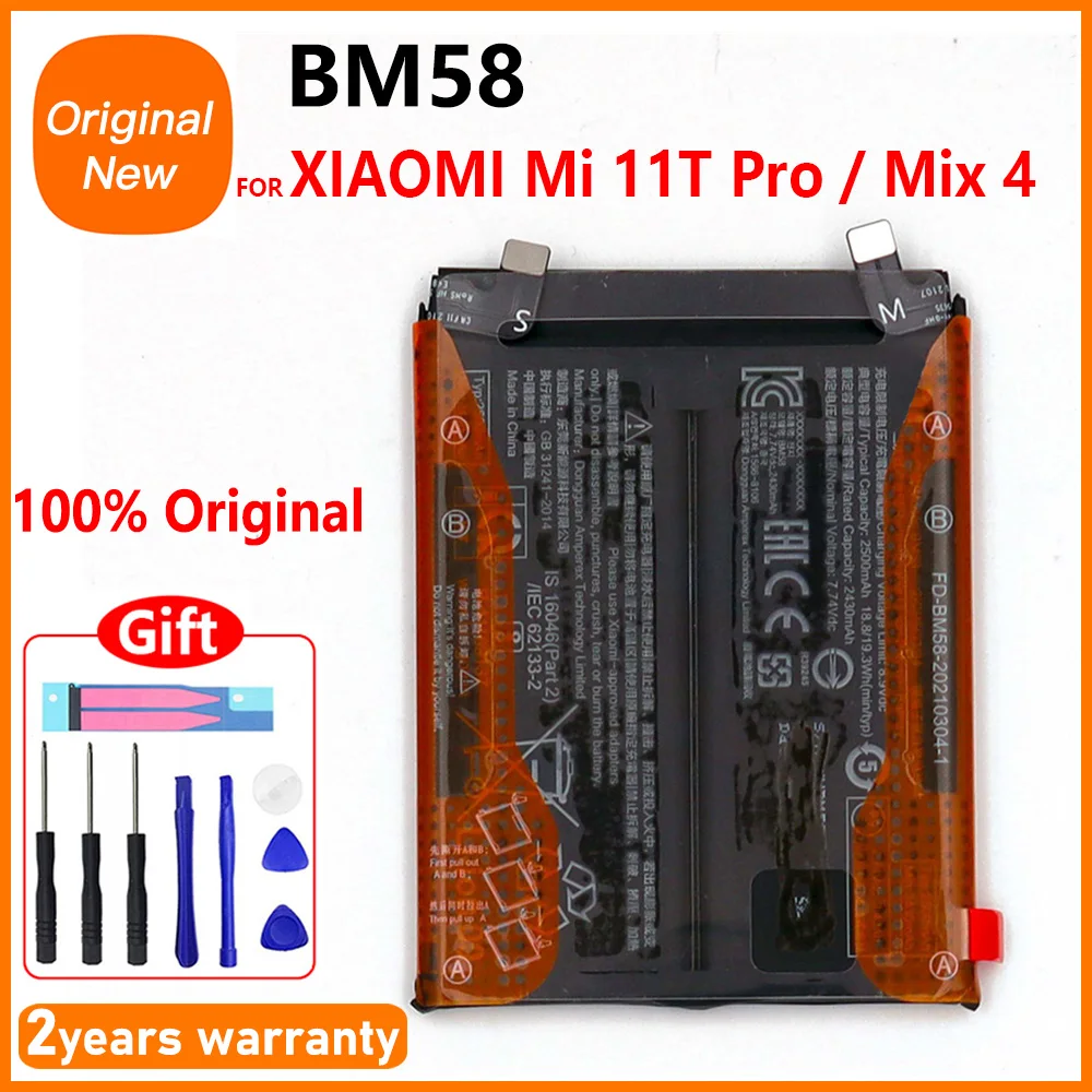 Original BM58 Rechargeable Battery For Xiaomi 11T Pro 5G Mix 4 Mix4 Cellphone Built-in Li-lon Batteria 5000mAh Replacement Part