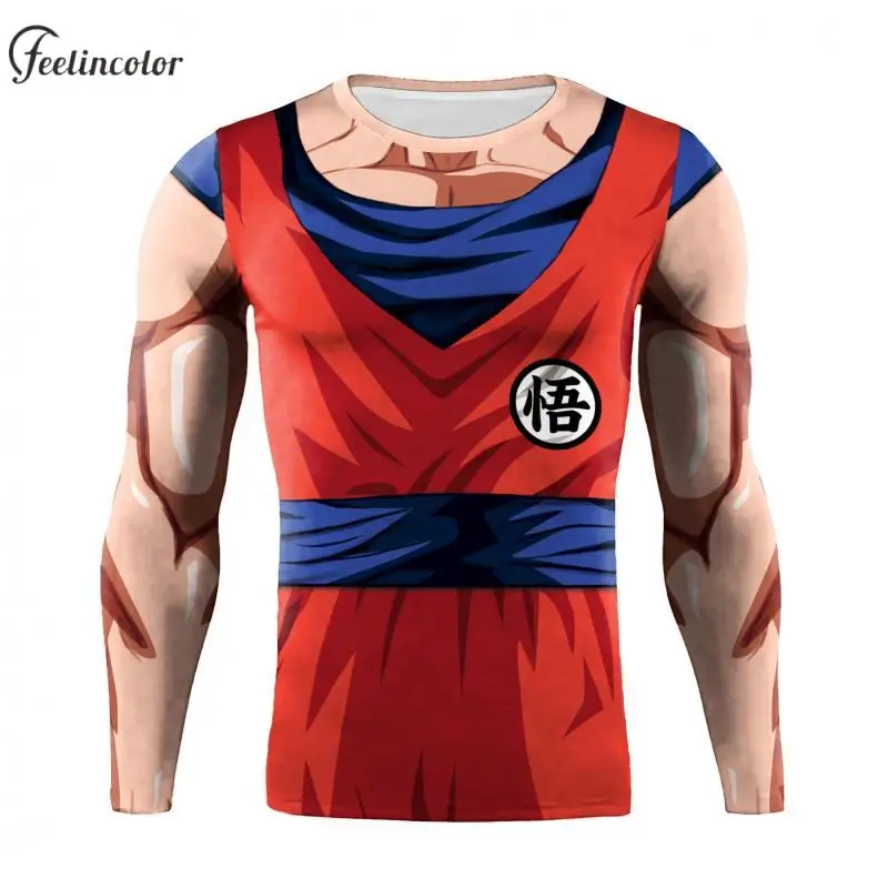 Quick Dry Compression Shirts Long Sleeve Men Gym Sportwear Anime Hero Print Tops Elastic Fitness Tee Shirt Male Cosplay Clothes