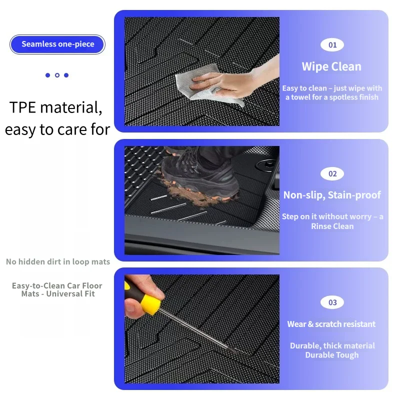 Car TPE Floor Mats For Audi A3 2021-2024 Four Seasons Waterproof and Anti-Slip TPE Floor Mat for Cars Car Accessories 6