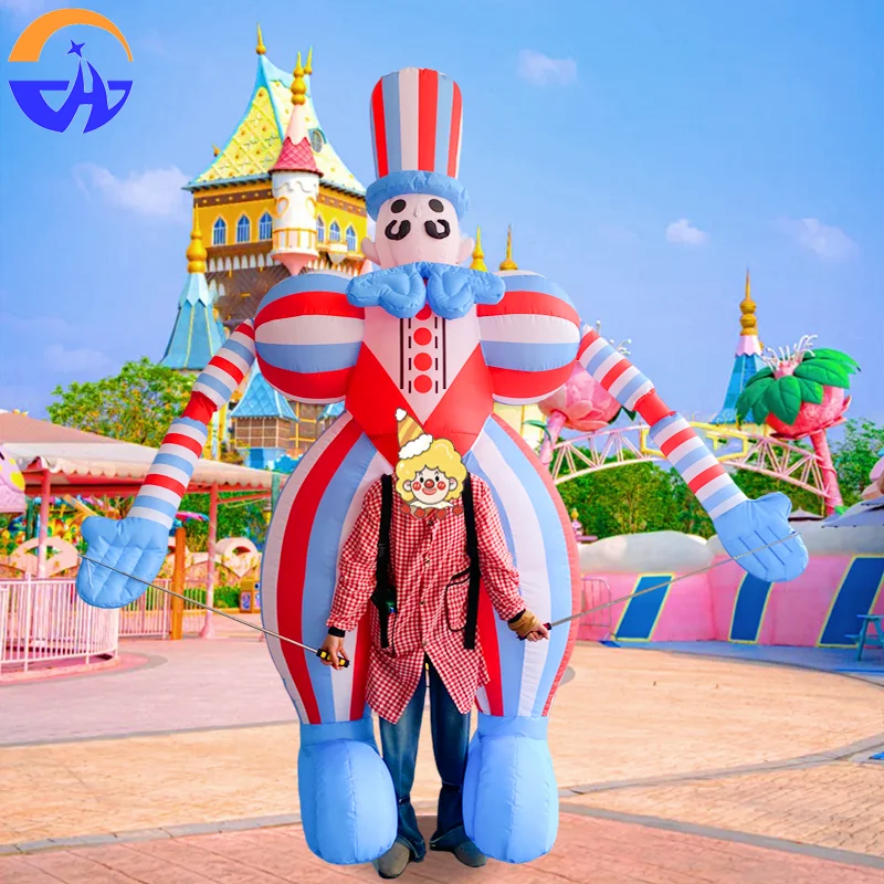 Modèle gonflable d'air de clown de marche dans le dos humain-accessoires personnalisés pour les défilés de bar et les spectacles sur scène