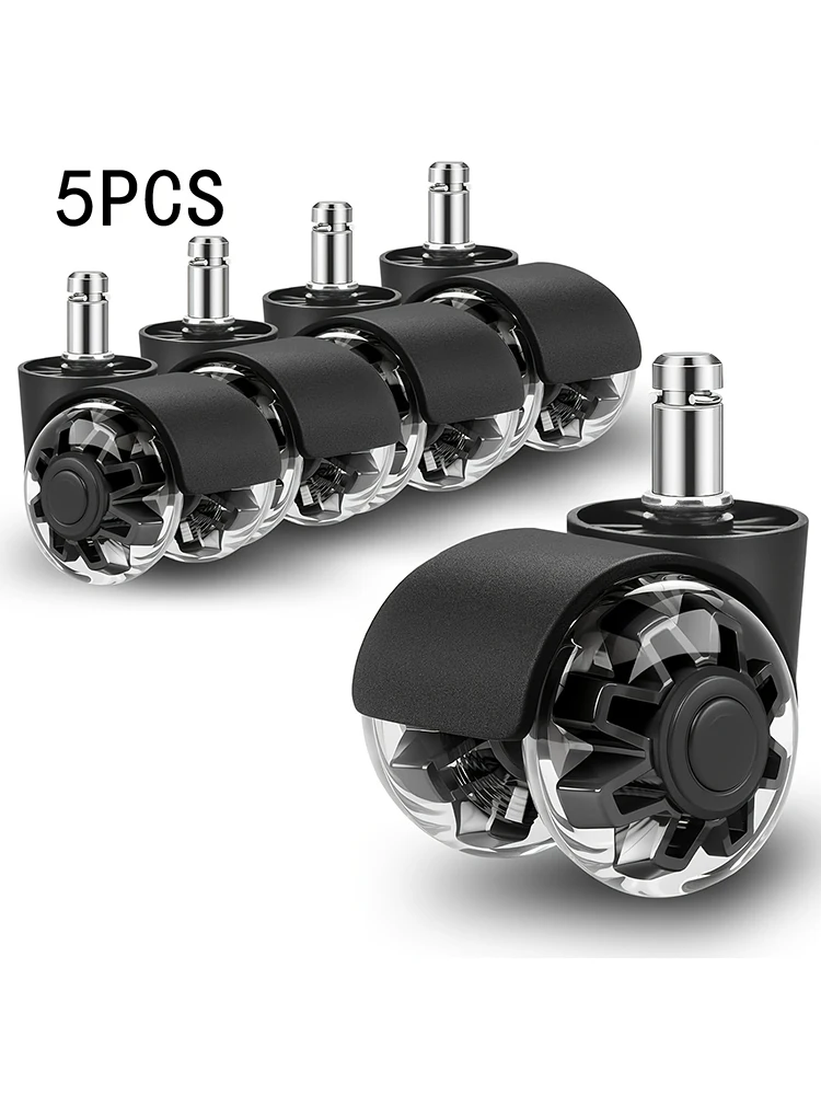 2" PU Silent Swivel Stem Casters (5-Pack)