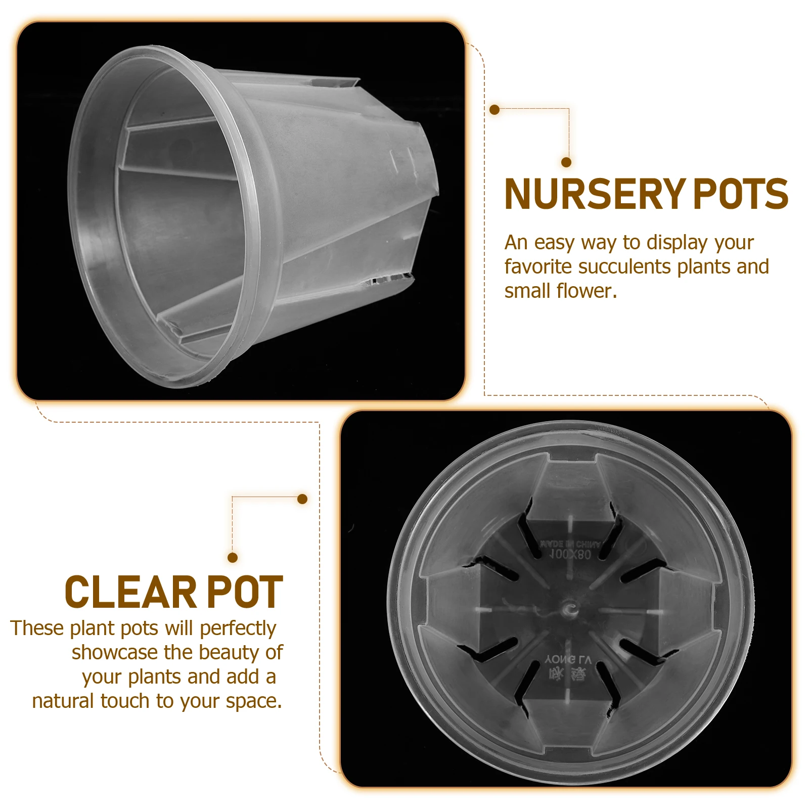 

10pcs Clear Nursery Pots Transparent Plastic Plant Flower Cactus Pots With Drainage Holes For Home Office Garden Decor