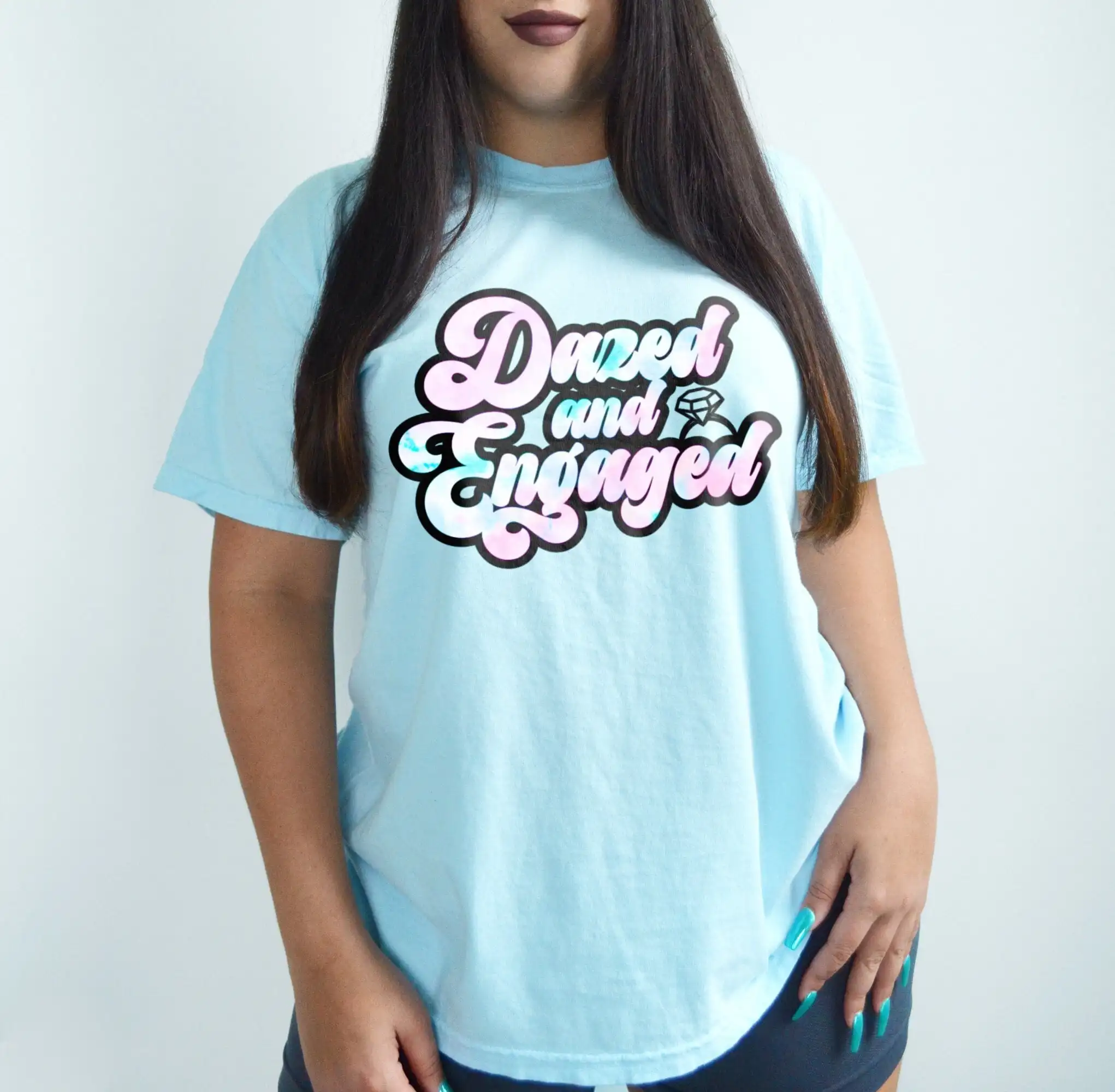 Dazed and Engaged T Shirt Fiance Fiancee Future Mrs Engagement Shower 70s Retro Bride