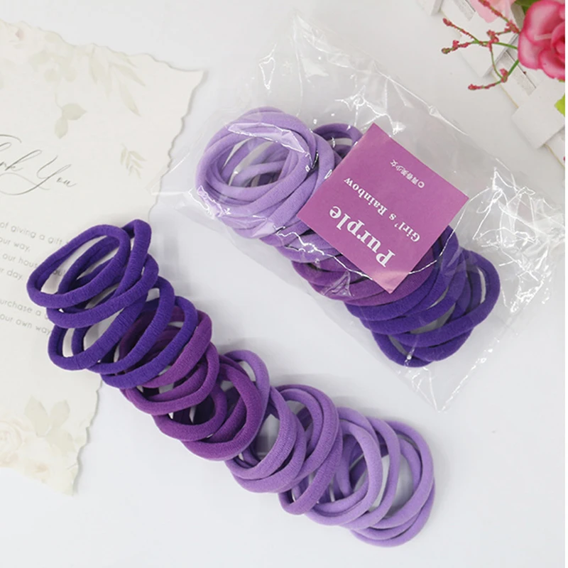 50PCS/Set Women Girls Basic Hair Bands 4cm Simple Scrunchies Elastic Headband Hair Ropes Ties Ponytail Hair Accessories Headwear