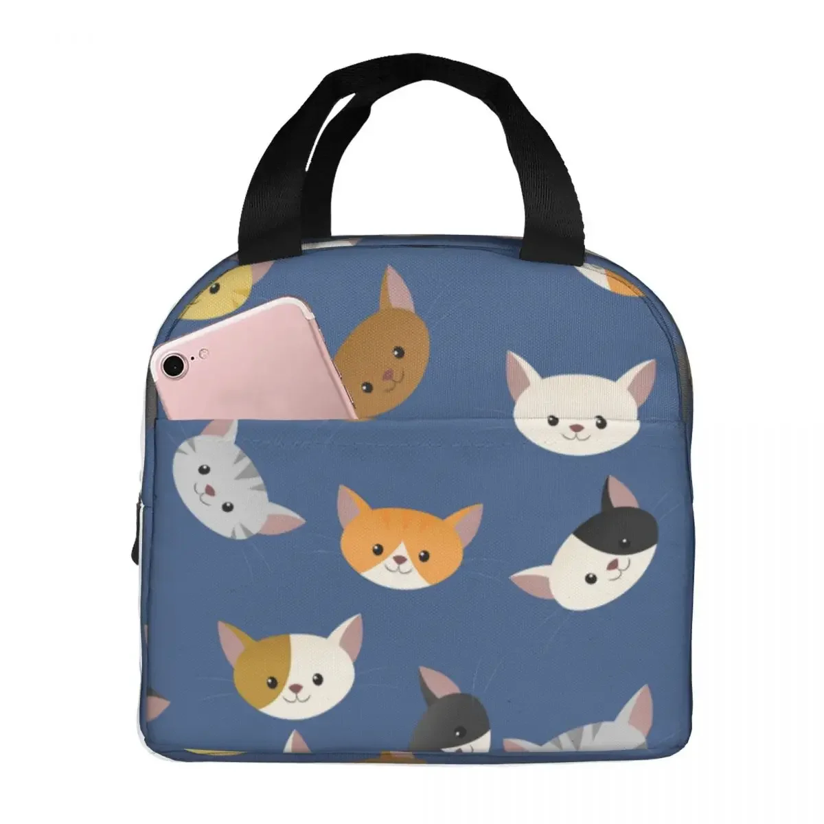 

Happy Cats Lunch Bag Portable Insulated Oxford Cooler Thermal Cold Food Picnic Travel Lunch Box for Women Kids