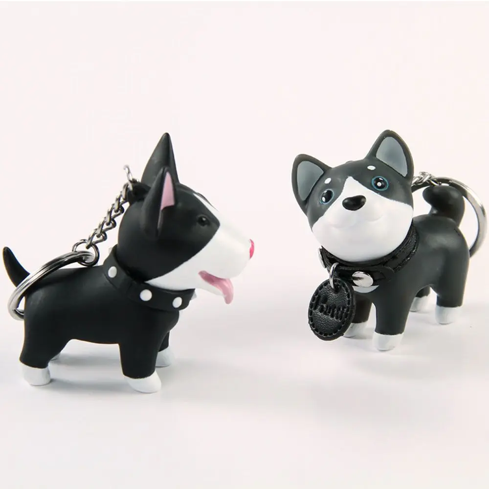 Doll Animal Anime PVC Terrier Bull Holder Excellent Hand-painted Dog Keychain for Car Accessories Key Ring