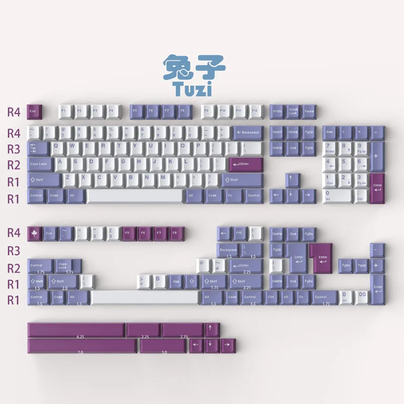 Imagem -05 - Cap Chave Gmk-coelho Conjunto para Teclado Mecânico Roxo Abs Perfil Cereja Acessórios para Meninas Presente 172 Chaves