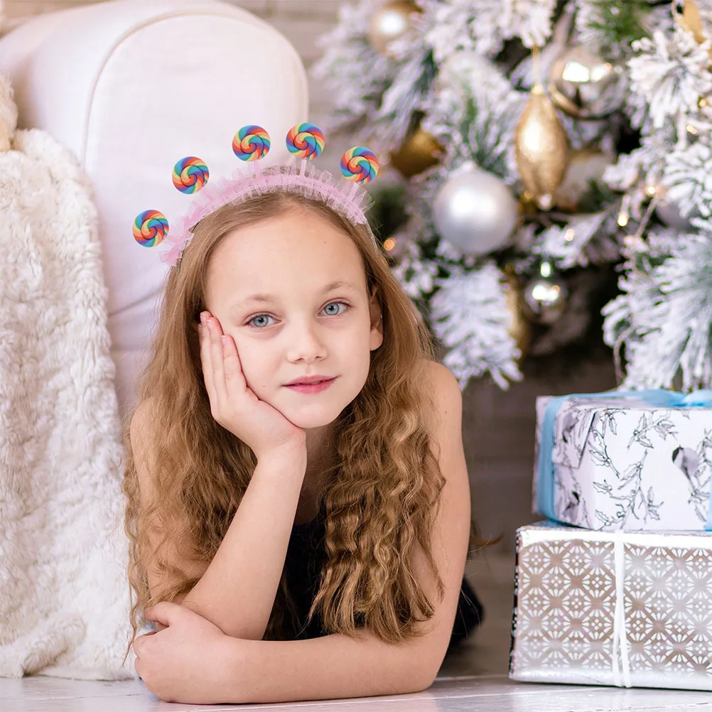 

2Pcs Cute Candy Headbands Pink Lollipop Hairbands Birthday Party Accessories Girls Hoops Holiday Headbands for Women