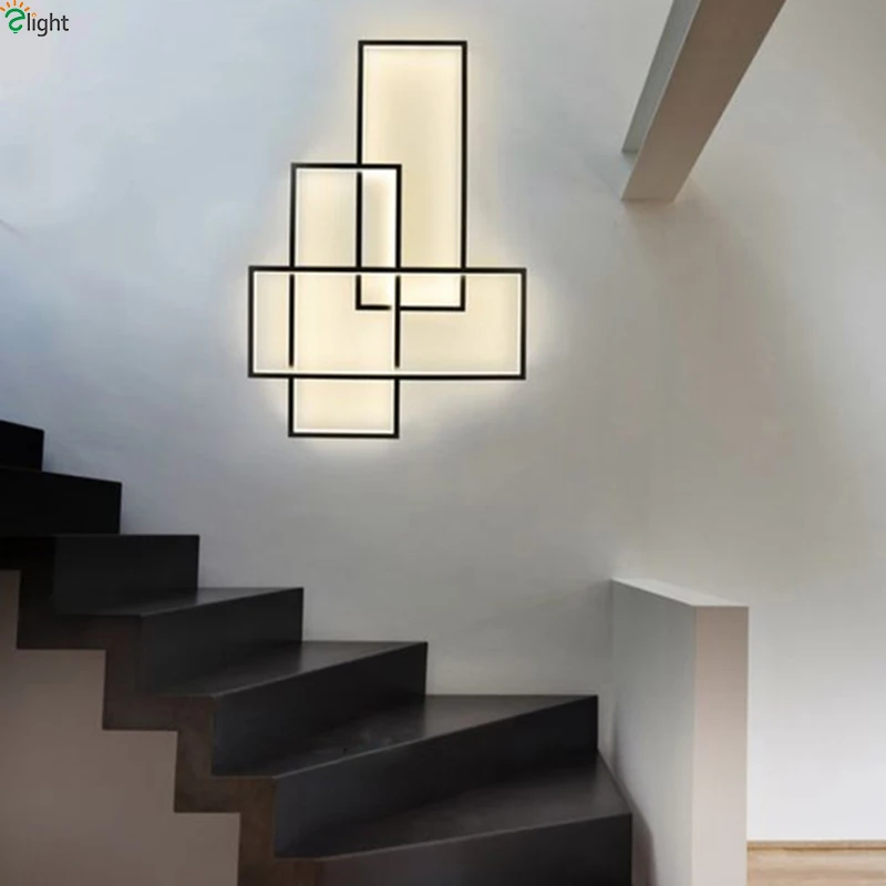 Imagem -05 - Moderna Geometria Led Lâmpada de Parede Luminária de Fundo Home Decor Quarto Luzes de Cabeceira Corredor Escada Sconce Sala