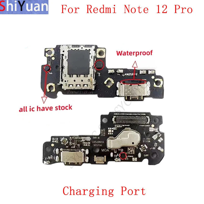 

USB Charging Port Connector Board Flex Cable For Xiaomi Redmi Note 12 Pro with Sim Card Reader Replacement Parts