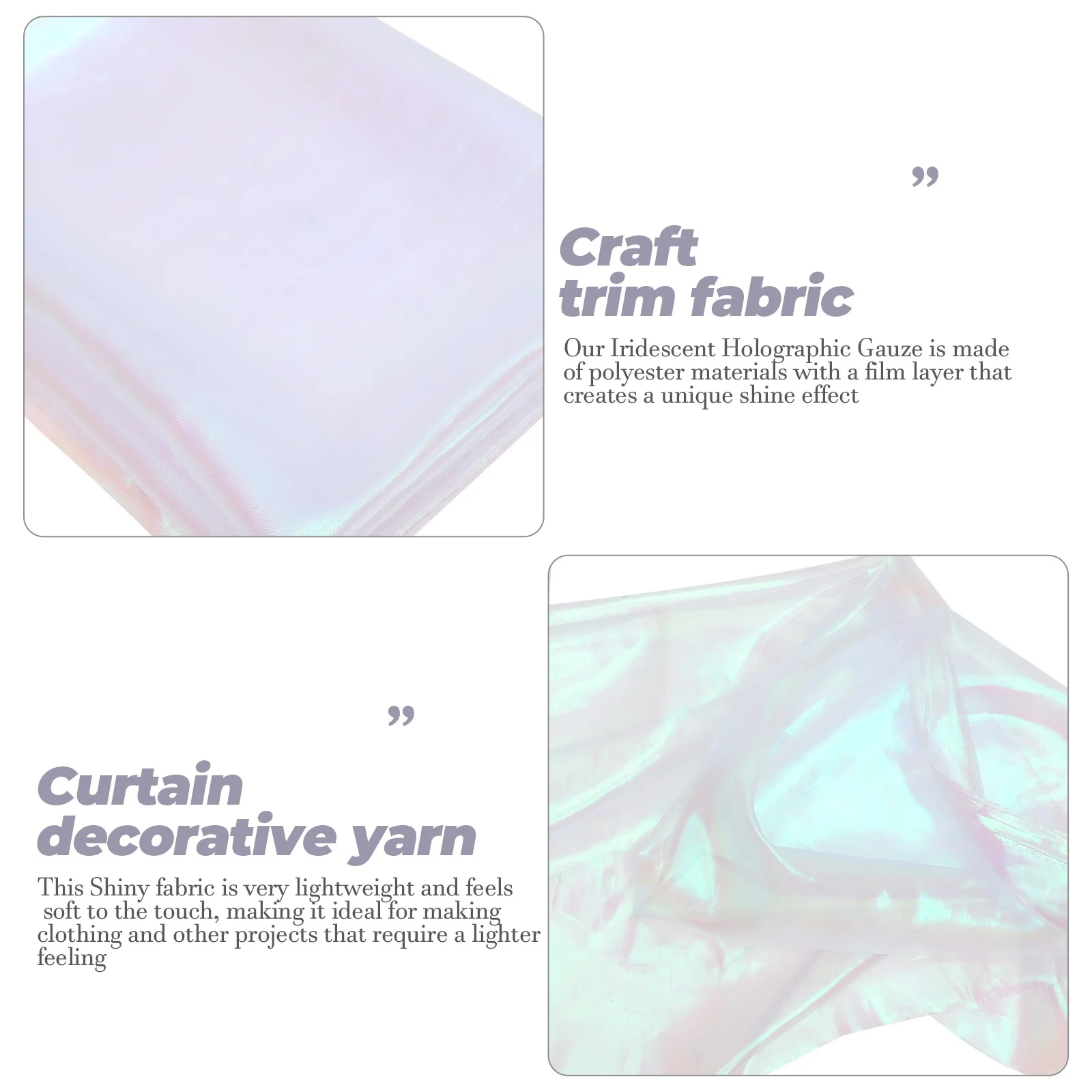 

Bridal Wedding Organza Fabric Gradient Iridescent Gauze for Dress Craft Trim Curtain Background Decorative Polyester Lace Yarn