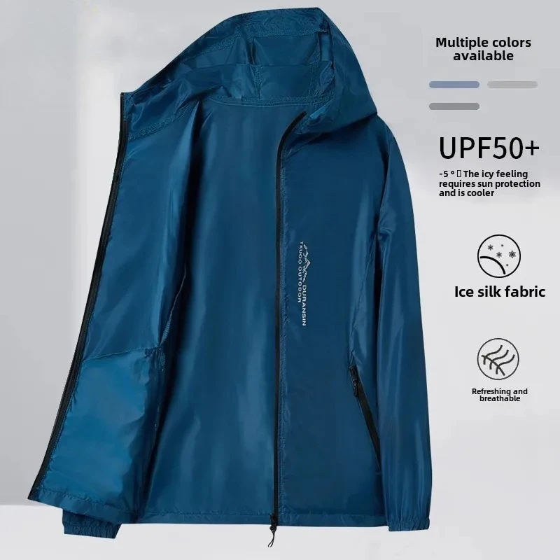 Summer Men's Sunscreen Jacket Ultra Light Ice Silk Breathable UPF50+UV Resistant Cycling Coat City Commuter Outdoor Hiking Jacke