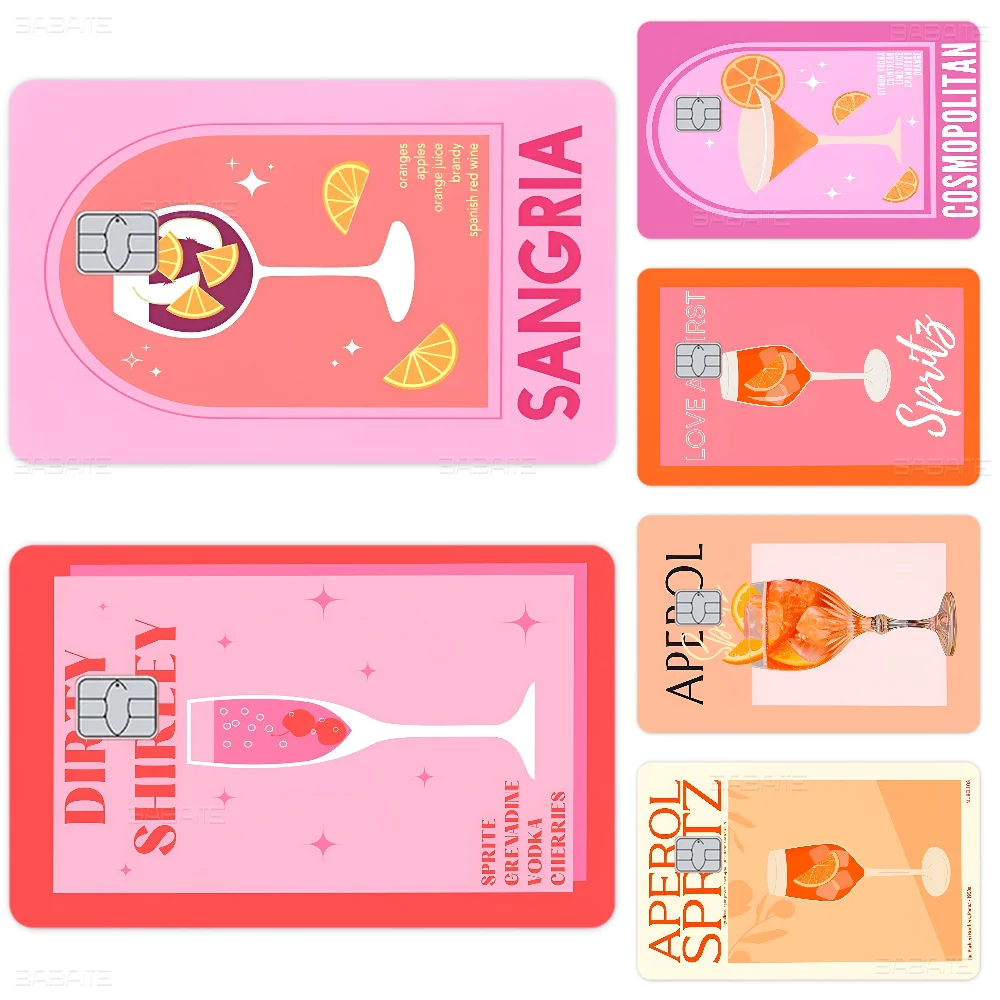 

Colorful Cocktail Drink Good Anmie Sticker Film Skin Cover For Credit Card Debit Bank Card Front