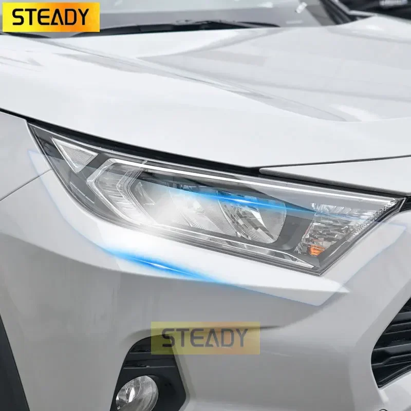 

2 Pcs Car Headlight Protective Film Front Light Transparent Smoked Black TPU Sticker For Toyota RAV4 XA50 2019 2020 2021 2022