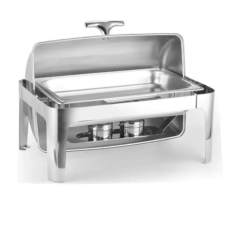 9L full size ROLL TOP chafing dish for warmer food  Restaurant Buffet Equipment Large Capacity Alcohol Heating Oblong