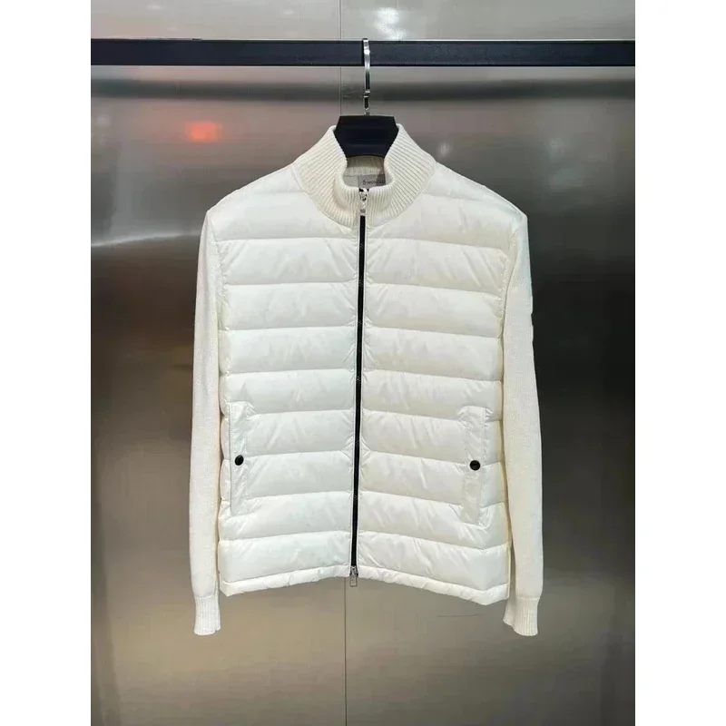 Mon * Cl * R cor sólida à prova de vento colheita puffer jaqueta unisex inverno grosso curto estilo 90% ganso branco jaqueta mens outerwear