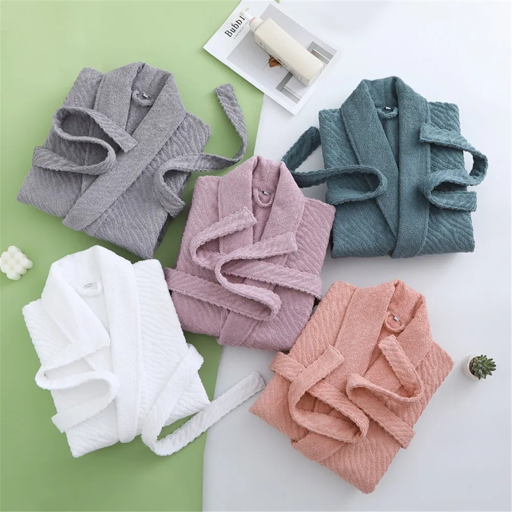 Bathrobe for Women and Men Cotton Terry Quick Drying All Season Thin Design Hotel Towel Beauty Salon Bath Robe Couples