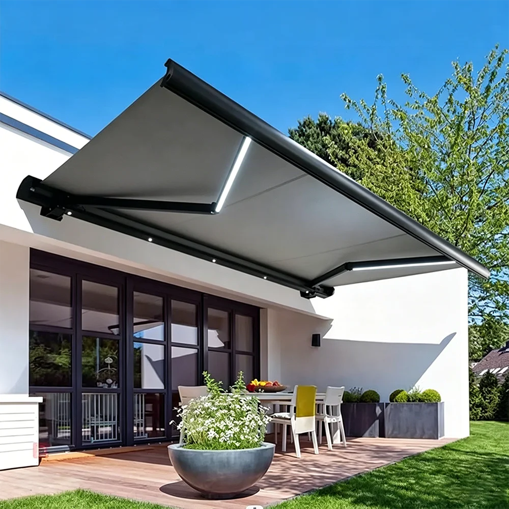 Automatic Awning Outdoor Cassette Foldable Awning Sun Shades Outdoor Retractable Awning Garden Buildings