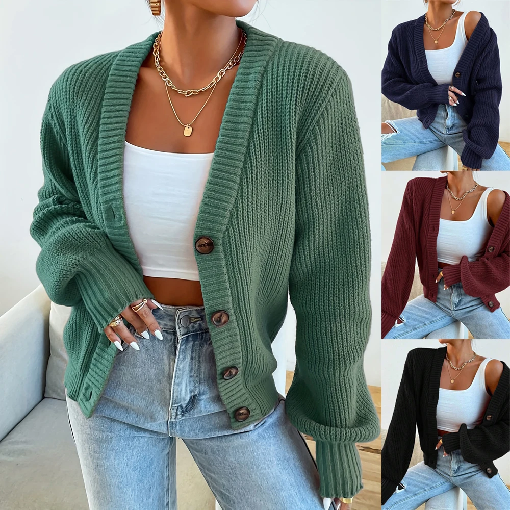 

Женский свитер с длинным рукавом, кардиган, повседневная свободная уличная одежда, топы с v-образным вырезом, пальто, осень-зима 2022, шикарные вязаные свитера Lazy Wind Y2k