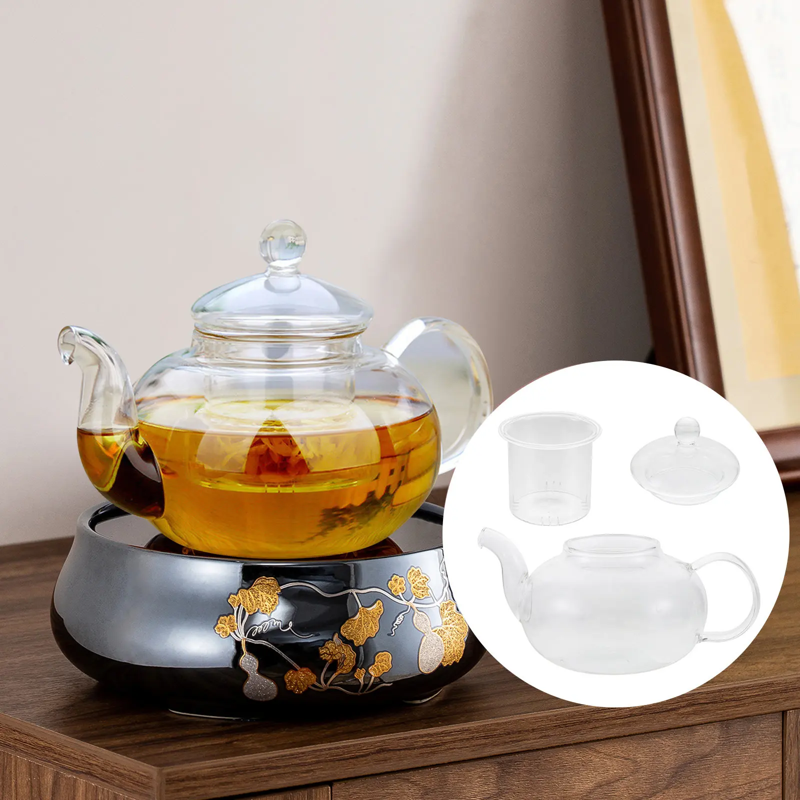

Premium Heat-Resistant Glass Teapot for Stovetop Use Induction Electric Gas Compatible Smooth Spout Fast Boiling Tea Kettle