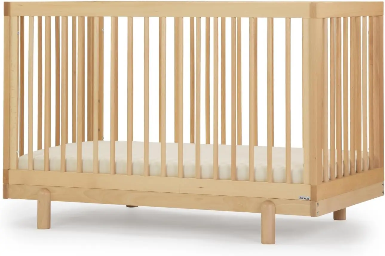 Baby Bliss 4-in-1 Convertible Crib to Toddler Bed and Floor Bed – Modern Wooden Crib Made in Italy, Gold